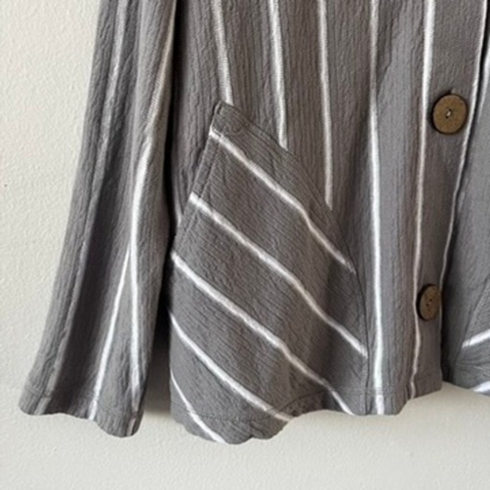Habitat French Terry Stripe Hoodie Cotton Button‎ Front Sweatshirt size large - Picture 6 of 14